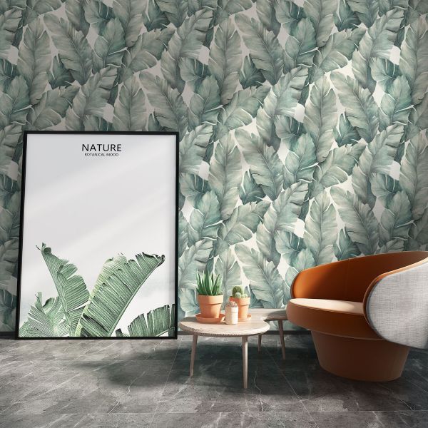 Kew Tropical Leaf Textured Vinyl Wallpaper Green Limetree 